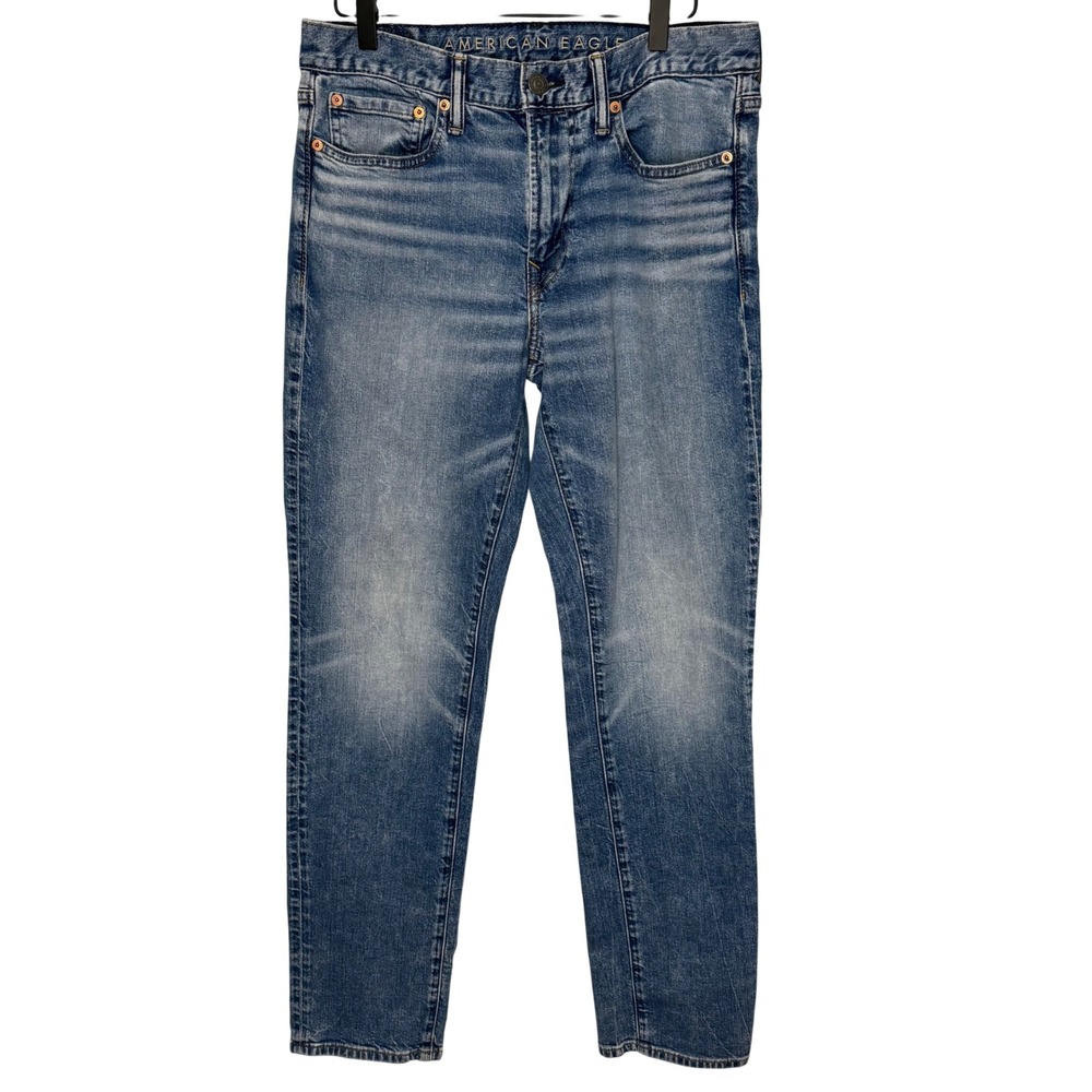 American Eagle Slim‎ Straight Flex Jeans Mens 32 Medium Wash Blue Real Good